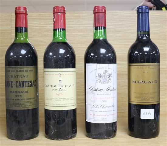 A bottle of Chateau Brane-Cantenac Margaux 1978, a bottle of Chateau of Trotanoy 1978, a bottle of Chateau